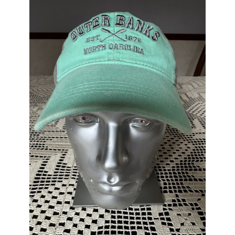 Outer Banks Baseball Cap Hat Green & Gray Canvas Adjustable Size North‎ Carolina
